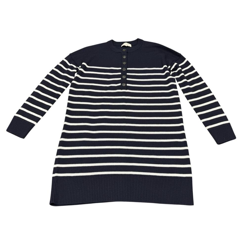 Sezane Evelyn Navy White Striped Merino Wool Sweater Dress XS Knit - Picture 4 of 9